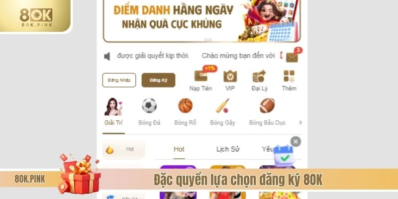 Đặc quyền lựa chọn đăng ký 8OK