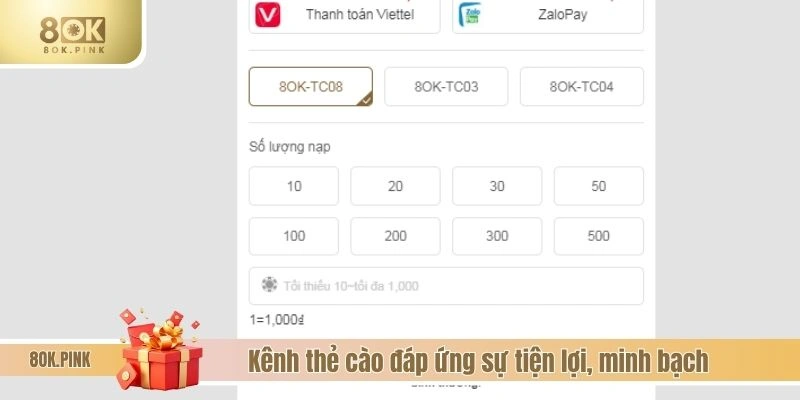Kênh thẻ cào đáp ứng sự tiện lợi, minh bạch